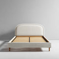 Upholstered Bed Frame 210x160x100 cm Linen Beige Queen - Modern Design