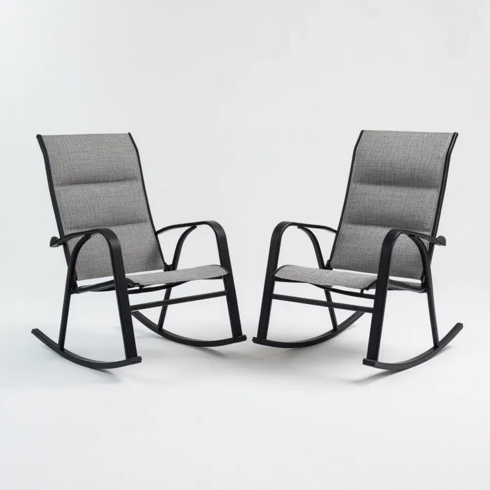 Patio Rocking Chairs - Metal Frame - 65x70x95 cm - Gray - Outdoor Use