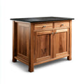 Kitchen Cabinet 90x60x91 cm - Solid Wood with Granite Top - Natural/Black - Modern Style