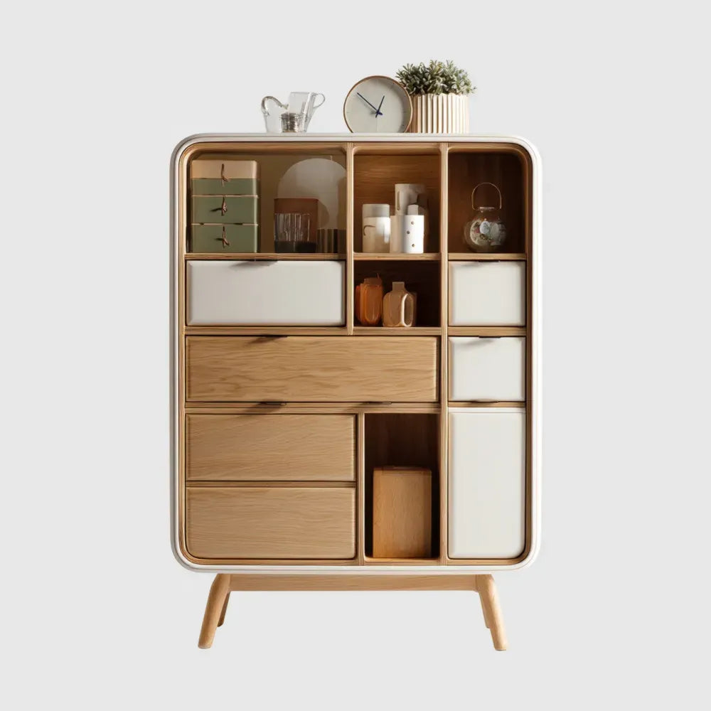 Display Cabinet 120x40x180 cm - Natural/White - Contemporary Design