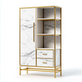 Display Cabinet 80x40x180 cm Marble Finish Gold Frame - Modern Design