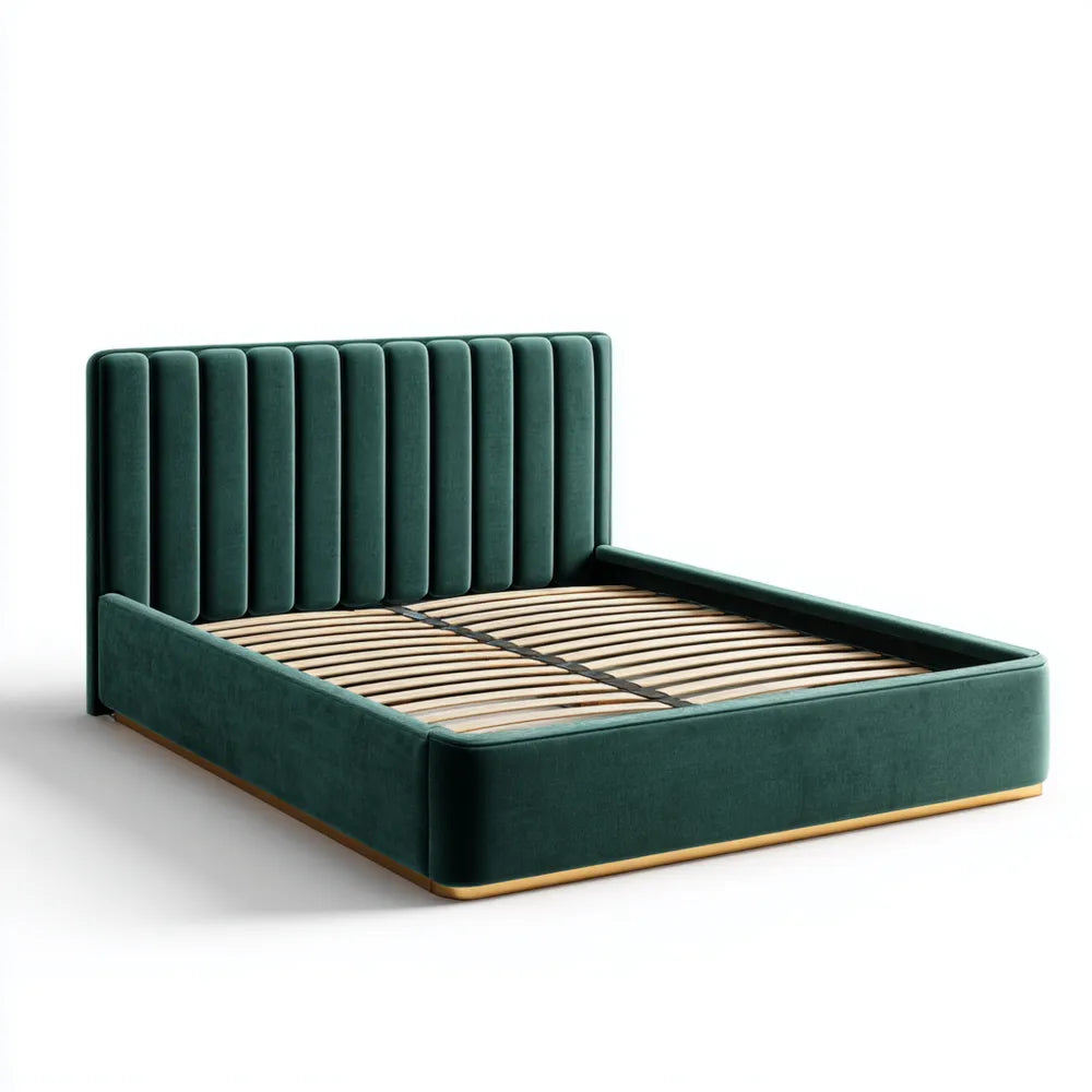 Modern Design Velvet Upholstered Bed Frame King Size 200x210x120 cm - Green
