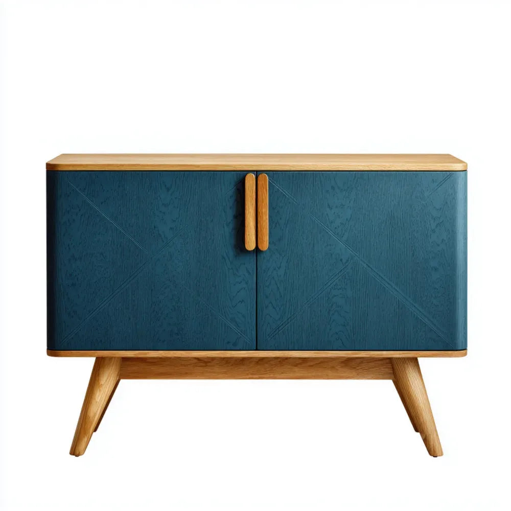 Sideboard Cabinet Wood 120x40x85 cm - Blue/Oak Finish - Modern Design