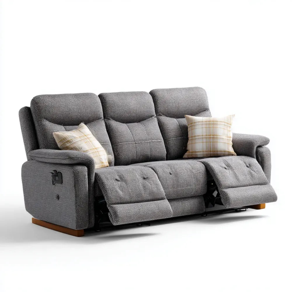 Recliner Sofa Set Fabric Upholstered 200x90x100 cm - Dark Gray - Modern Design