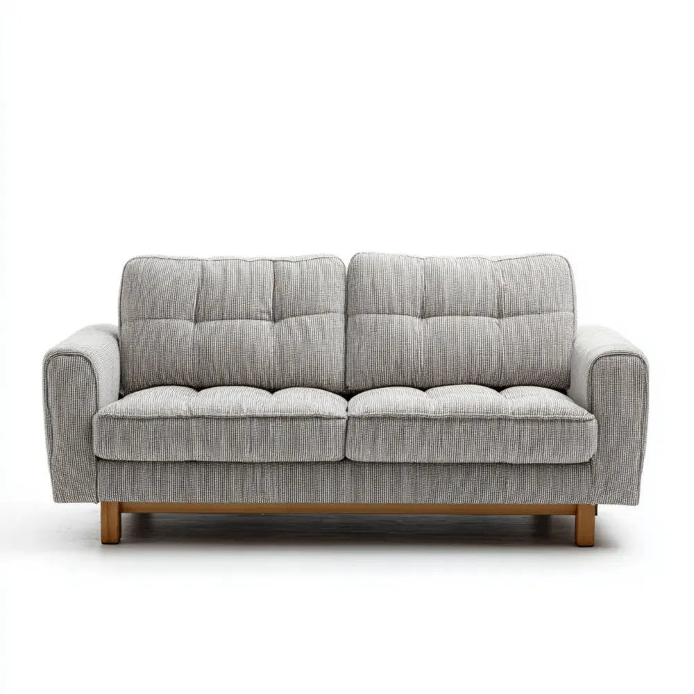 Modern Sofa Set Fabric Upholstery 180x85x90 cm - Light Gray