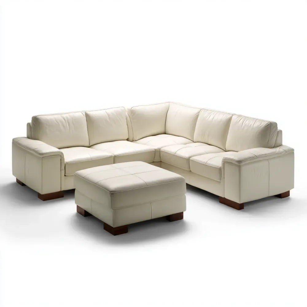 Sectional Sofa Set Leather 290x290x85 cm - Cream - Contemporary Design