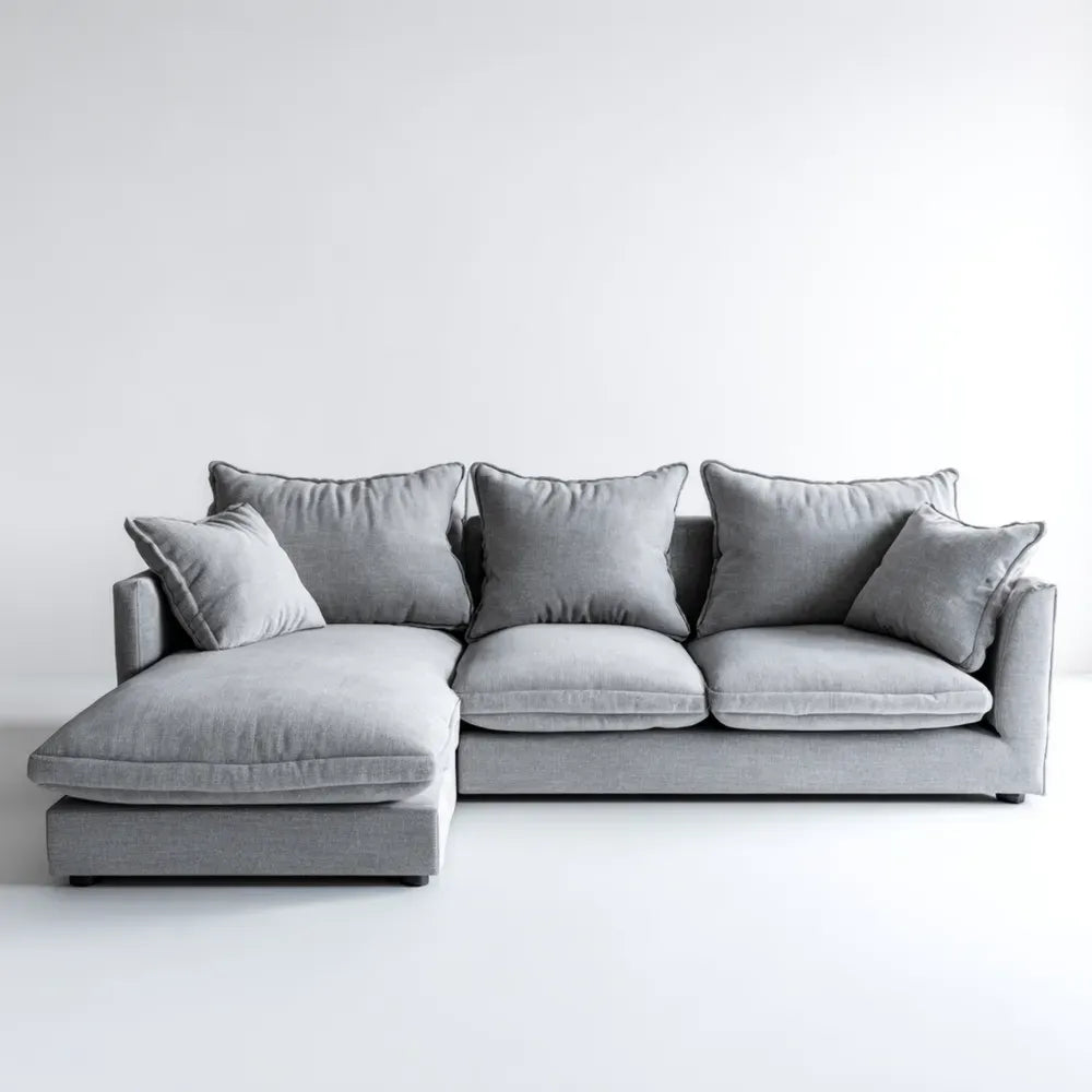 Sectional Sofa Fabric Upholstery 250x160x85 cm - Light Gray - Modern Design