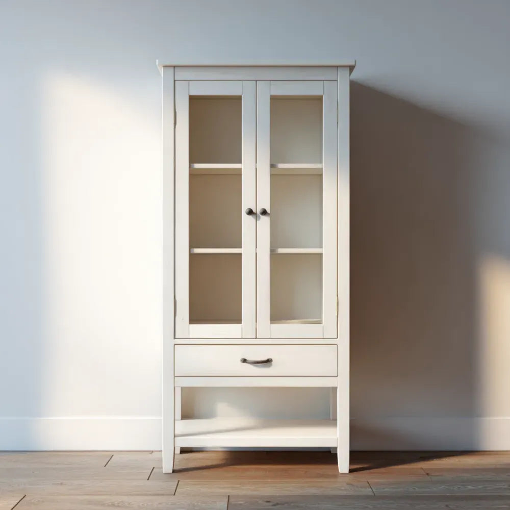 Display Cabinet with Glass Doors 180x75x40 cm - White - Rustic Design